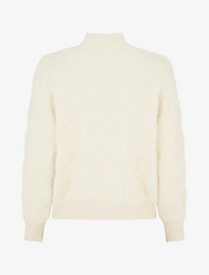 Pull droit uni duveteux - Beige - 2