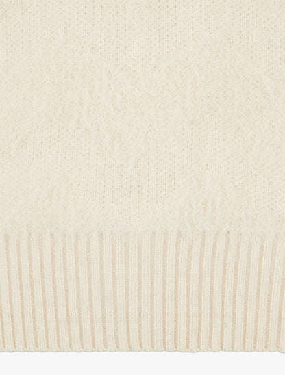 Pull droit uni duveteux - Beige - 3