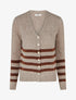 Gilet rayé droit à col V - Taupe - 1