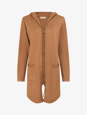 Gilet long uni à cordons de serrage au dos - Camel - 1