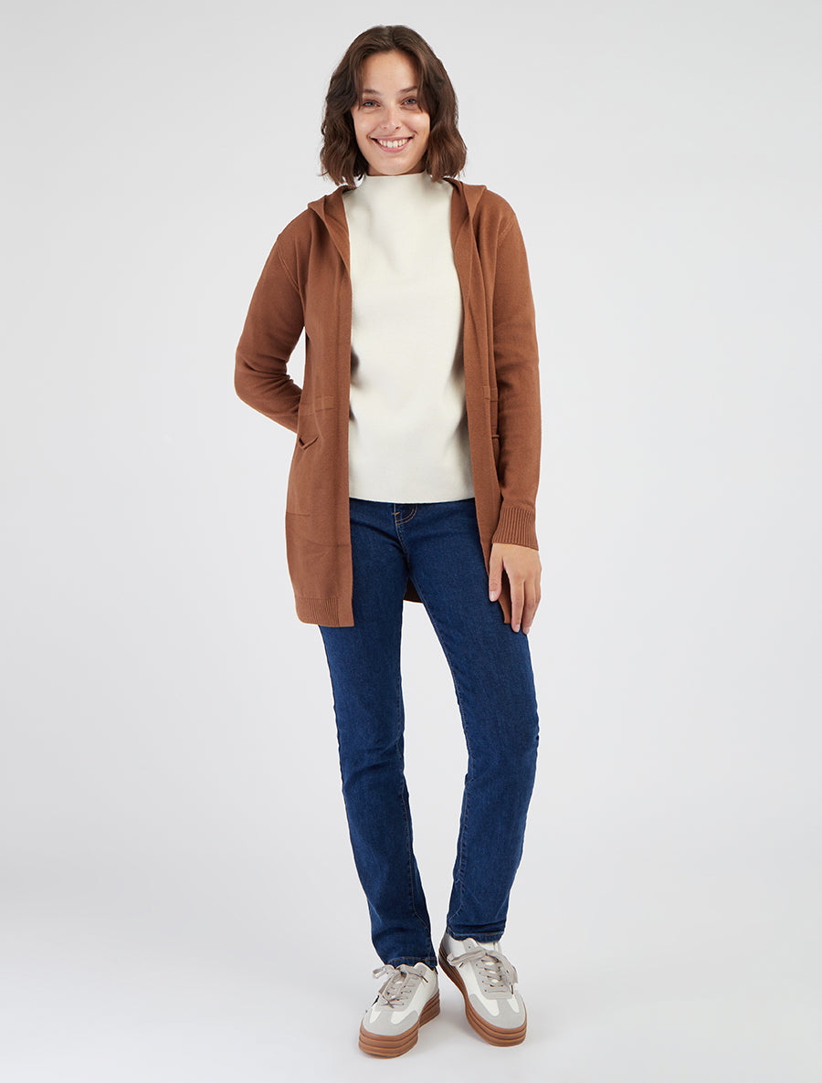 Gilet lungo semplice con cappuccio - Chameau