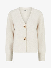 Gilet droit à boutons style rose - Écru - 1