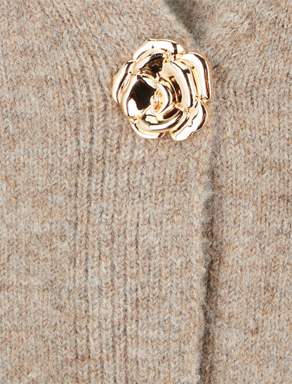 Gilet droit à boutons style rose - Taupe - 3