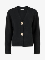 Gilet droit à boutons style rose - Noir - 1