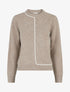 Pull droit à col rond et liseré contrastant - Taupe - 1