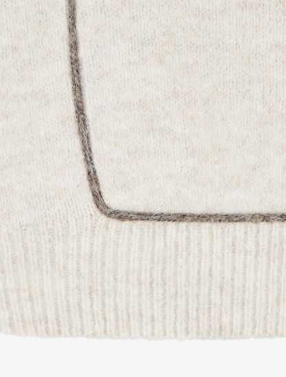 Pull droit à col rond et liseré contrastant - Écru - 3