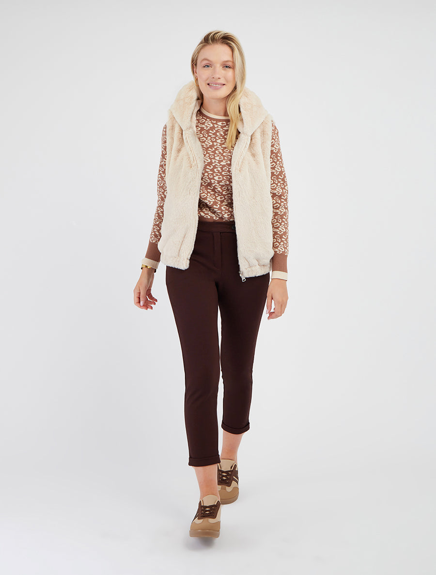 Veste sans manches en fausse fourrure - Écru - 8