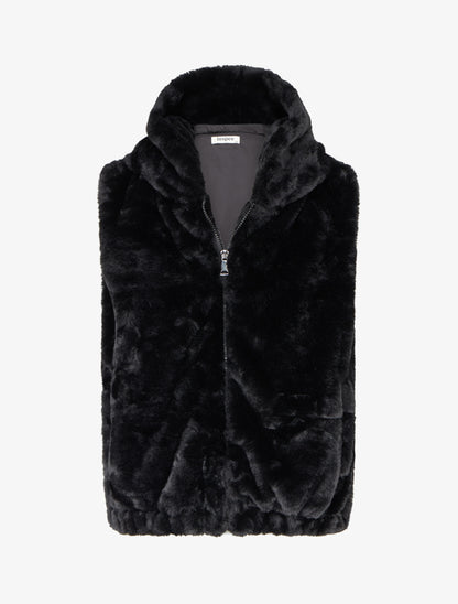 Veste sans manches en fausse fourrure - Noir - 1