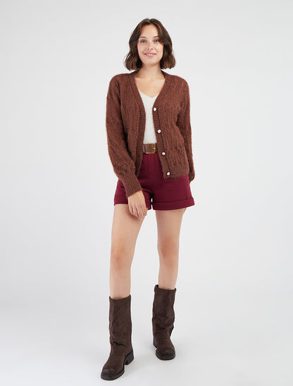 Gilet peloso con dettaglio iridescente - Marrone