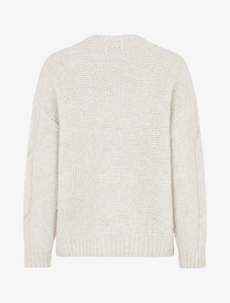 Pull droit en maille épaisse torsadée - Beige - 2