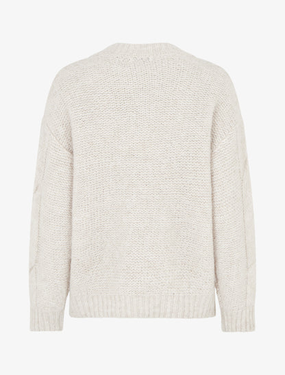 Pull droit en maille épaisse torsadée - Beige - 2