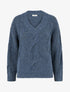 Pull droit en maille épaisse torsadée - Bleu foncé - 1