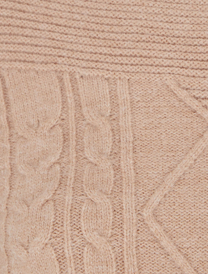 Pull droit à col bateau en maille fantaisie - Beige - 3