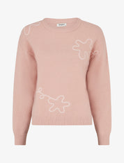 Pull uni à motif fantaisie - Rose - 1