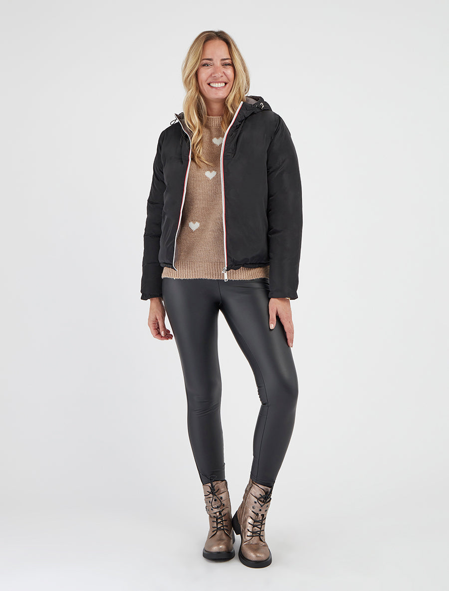 Giacca trapuntata reversibile con cappuccio - Nero