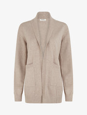 Gilet long uni à manches longues - Taupe - 1