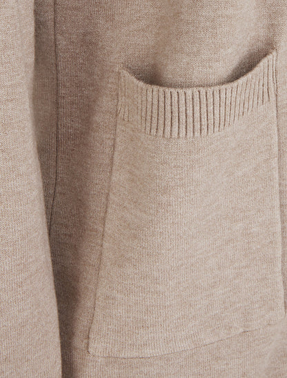 Gilet long uni à manches longues - Taupe - 3