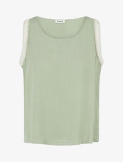 Top fluide uni sans manches - Vert amande - 1