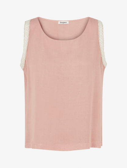 Top fluide uni sans manches - Rose - 1
