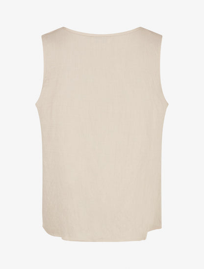 Top uni à détail broderies vagues - Beige - 2