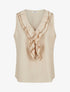 Top sans manches à col V volanté - Beige - 1