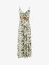 Robe longue évasée imprimé végétal - Kaki - 1