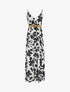 Robe longue évasée imprimé grandes fleurs - Noir - 1