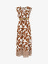 Robe longue imprimé grandes fleurs à col cache-coeur - Marron - 1