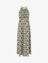 Robe longue à col américain imprimé graphique - Kaki - 1