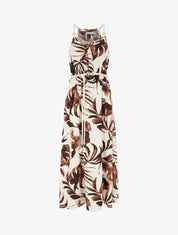 Robe imprimé feuilles à bretelles en cordelettes - Marron - 1