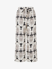 Pantalon élastiqué coupe droite imprimé tropical - Noir - 1