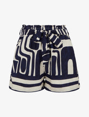 Short con elastico stampato fantasia - blu scuro