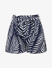 Short droit élastiqué imprimé feuillages - Marine - 1