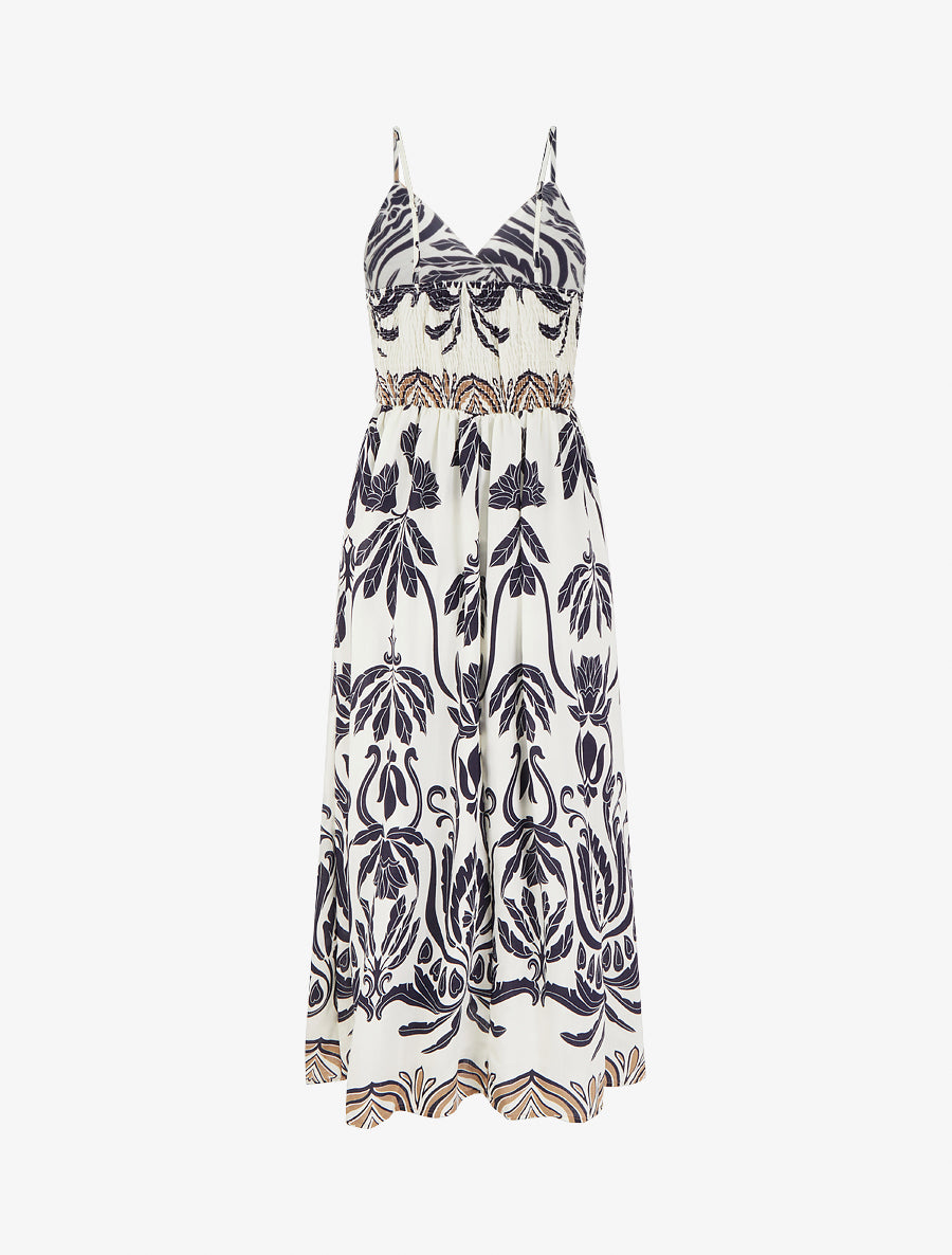 Robe longue à imprimé ikat - Marine - 2