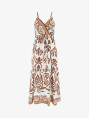 Robe longue à imprimé ikat - Marron - 1