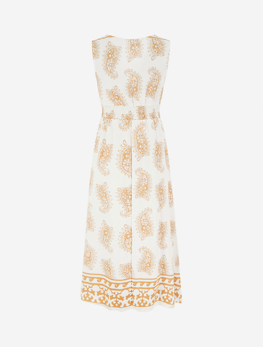 Robe imprimé foulard à col cache-coeur - Camel - 2