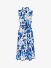 Robe longue style chemise imprimé abstrait - Bleu - 1