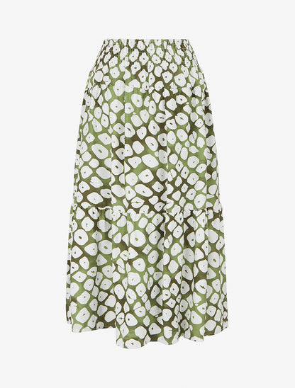 Jupe longue élastiquée fantaisie - Kaki - 2