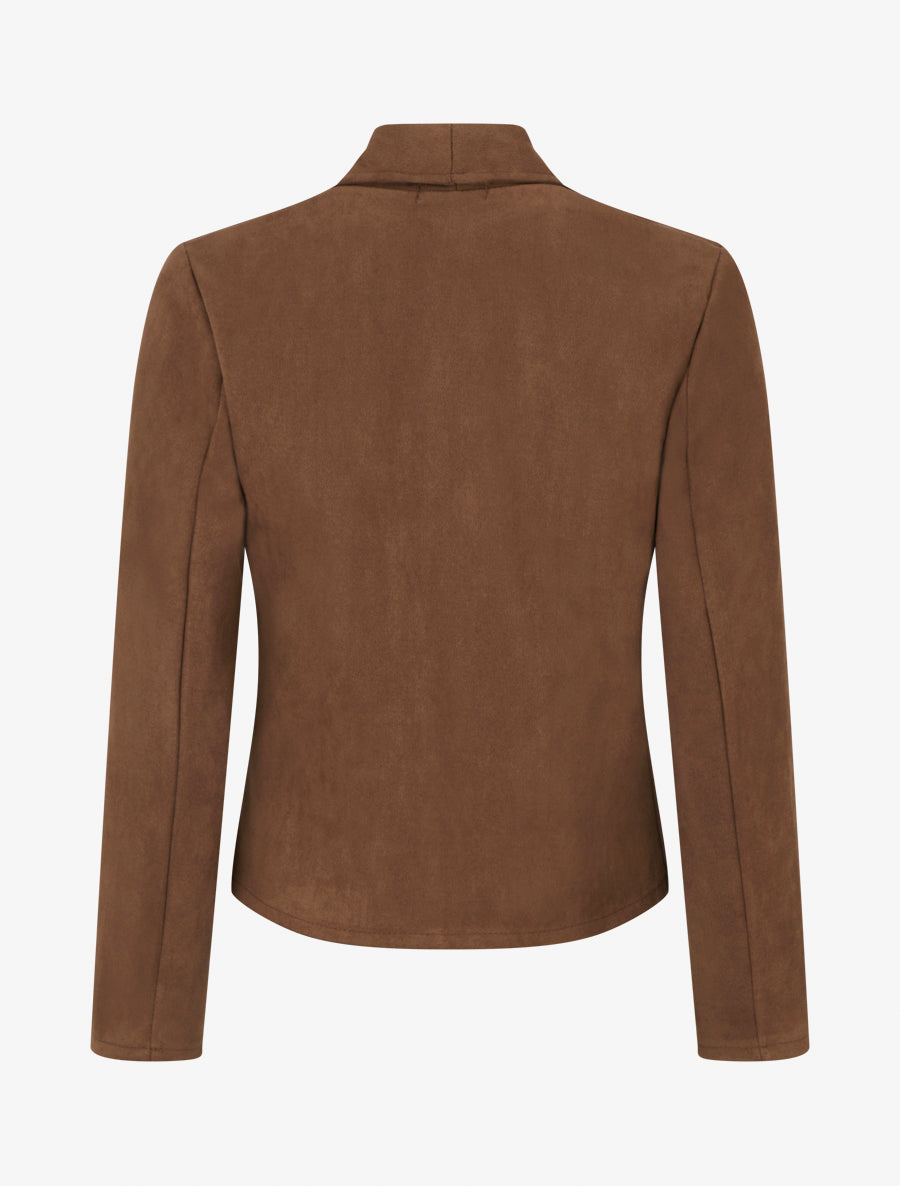 Veste en suédine à poches décoratives zippées - Marron - 2