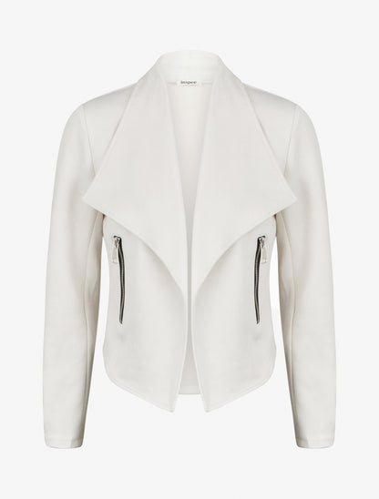 Giacca in suedine con collo a scialle - Crema