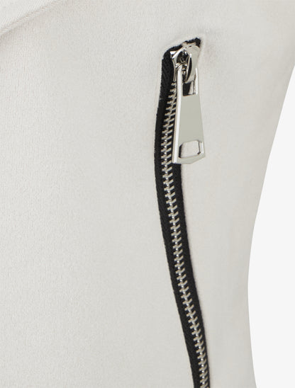 Giacca in suedine con collo a scialle - Crema