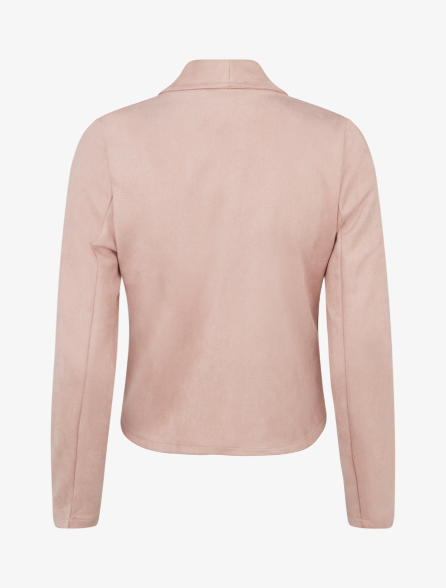 Giacca in suedine con collo a scialle - Rosa