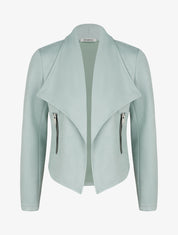 Giacca in suedine con collo a scialle - Verde acqua