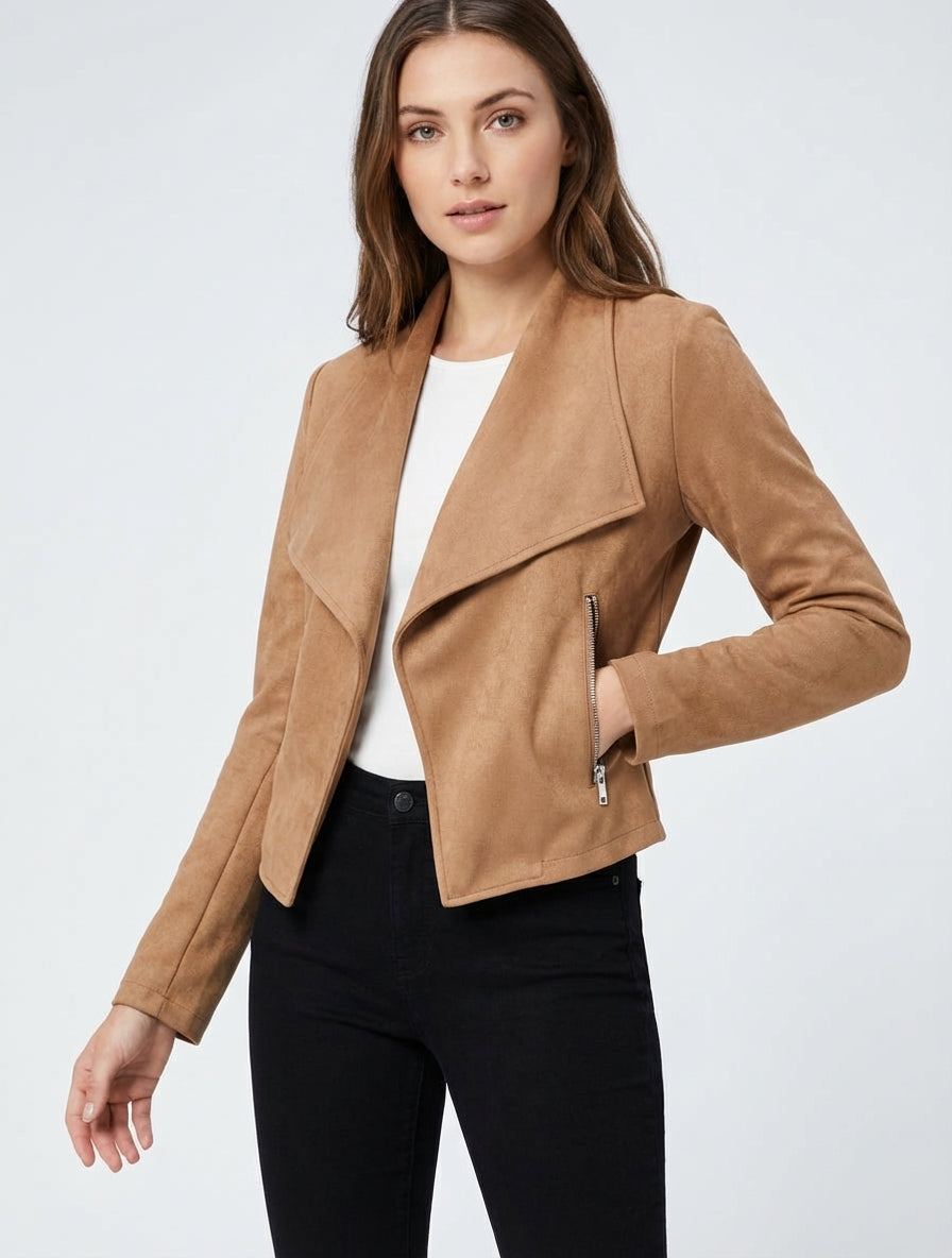 Giacca in suedine con collo a scialle - Chameau