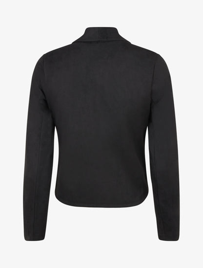 Giacca in suedine con collo a scialle - Nero