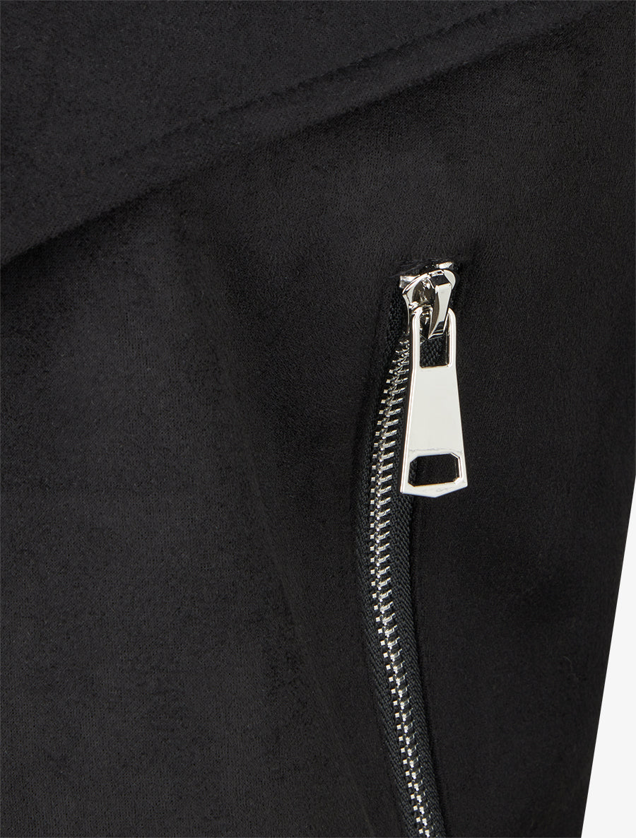 Giacca in suedine con collo a scialle - Nero