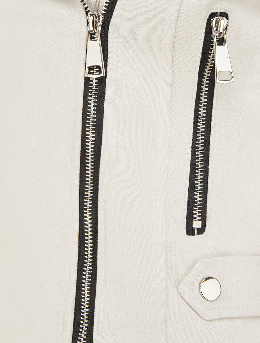 Veste en suédine à fermeture zippée - Écru - 3