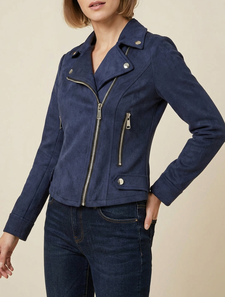 Giacca in suede con chiusura a zip - Marina