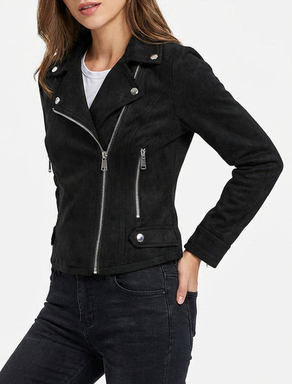 Giacca in suede con chiusura a zip - Nero