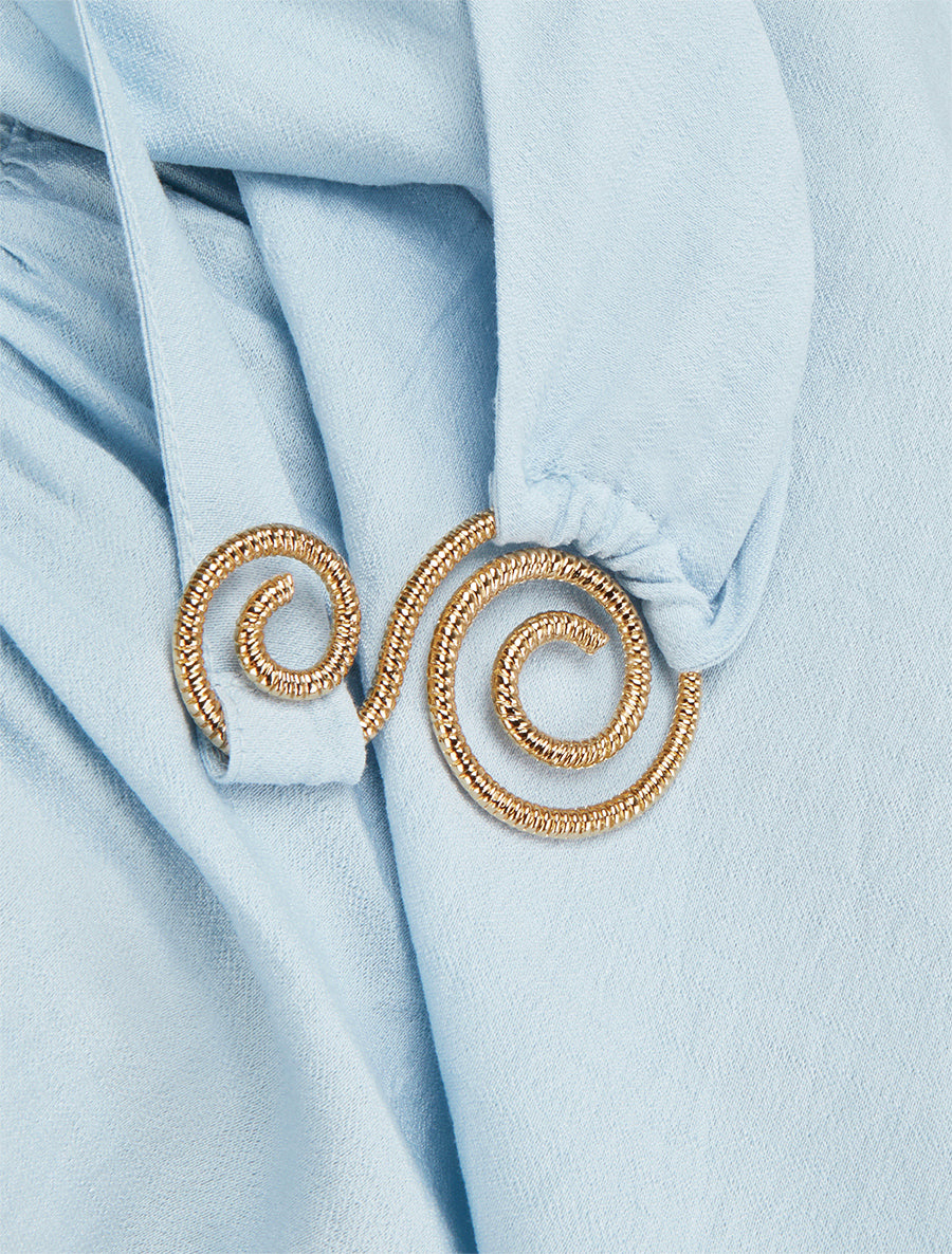 Robe longue à bretelles bijoux - Bleu ciel - 3